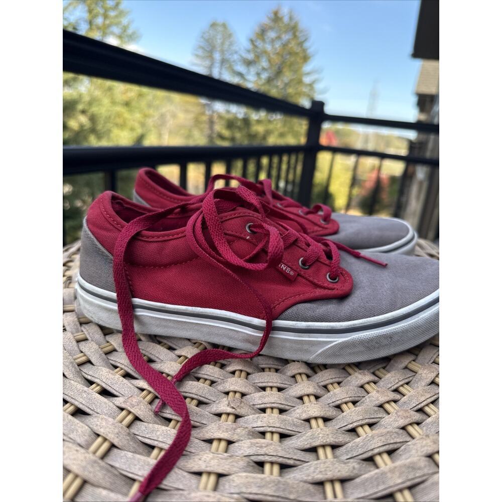 Vans Red and Gray Lace Up Sneakers Youth 5.5 Kids EU 37 UK 4.5 Shoes Kicks